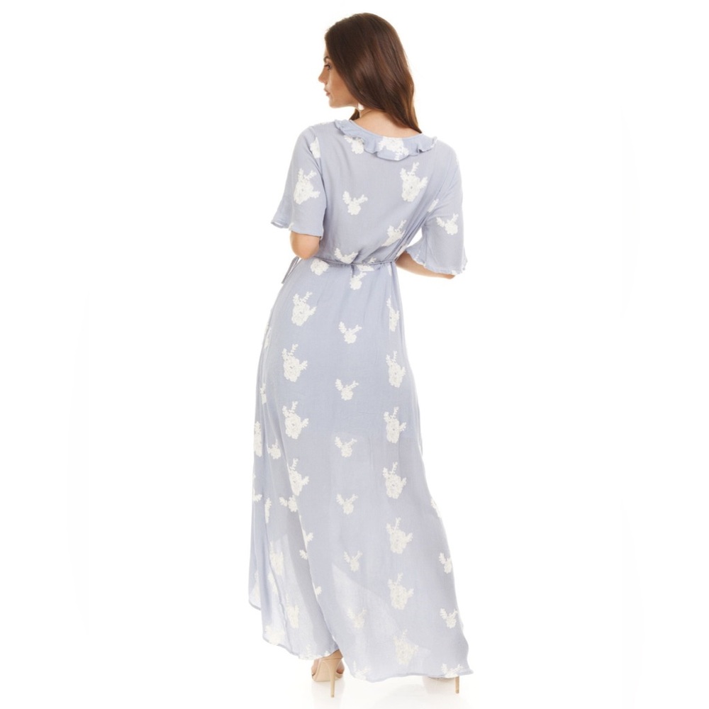 New Lost and Wander Iris Embroidered Wrap Maxi Dress - Picture 3 of 5